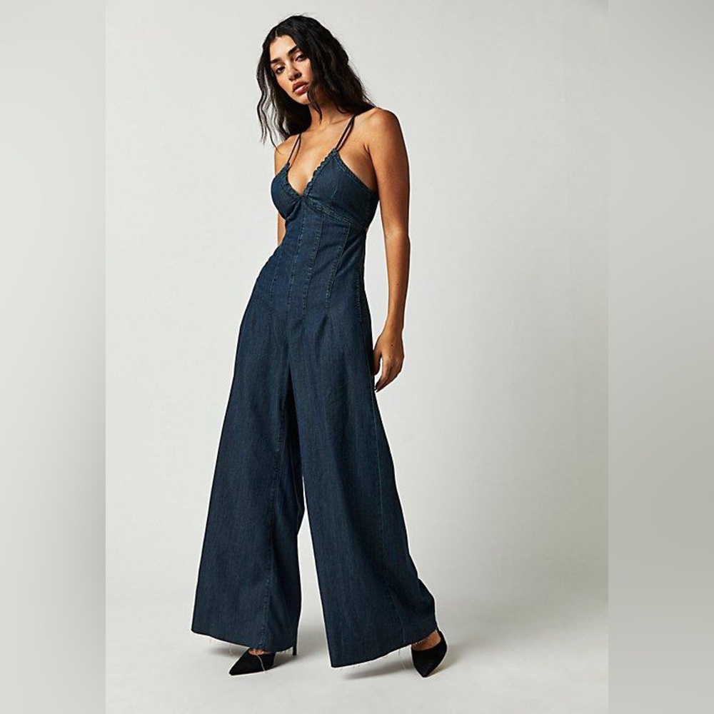 Black Friday Sale - Free People CRVY Soul Ties One-Piece - Blues Traveler